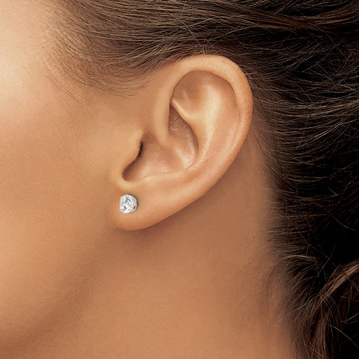 Buy Exclusive 14K White Gold 6mm Round Cubic Zirconia Stud Earrings - Stylish Value-3