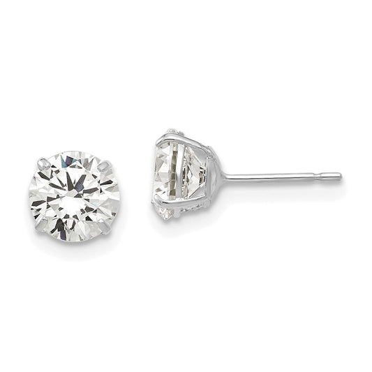 Buy Exclusive 14K White Gold 6mm Round Cubic Zirconia Stud Earrings - Stylish Value