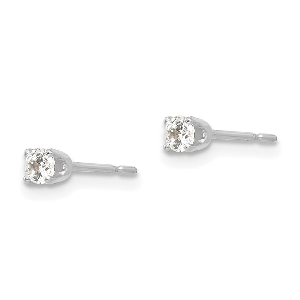 14K White Gold 2.75mm Cubic Zirconia Stud Earrings