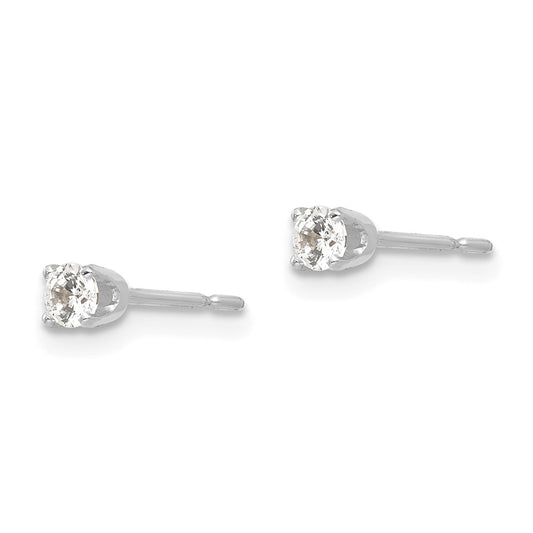 High-quality 14K White Gold 2.75mm Cubic Zirconia Stud Earrings - Stylish Value!