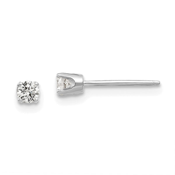 14K White Gold 2.75mm Cubic Zirconia Stud Earrings
