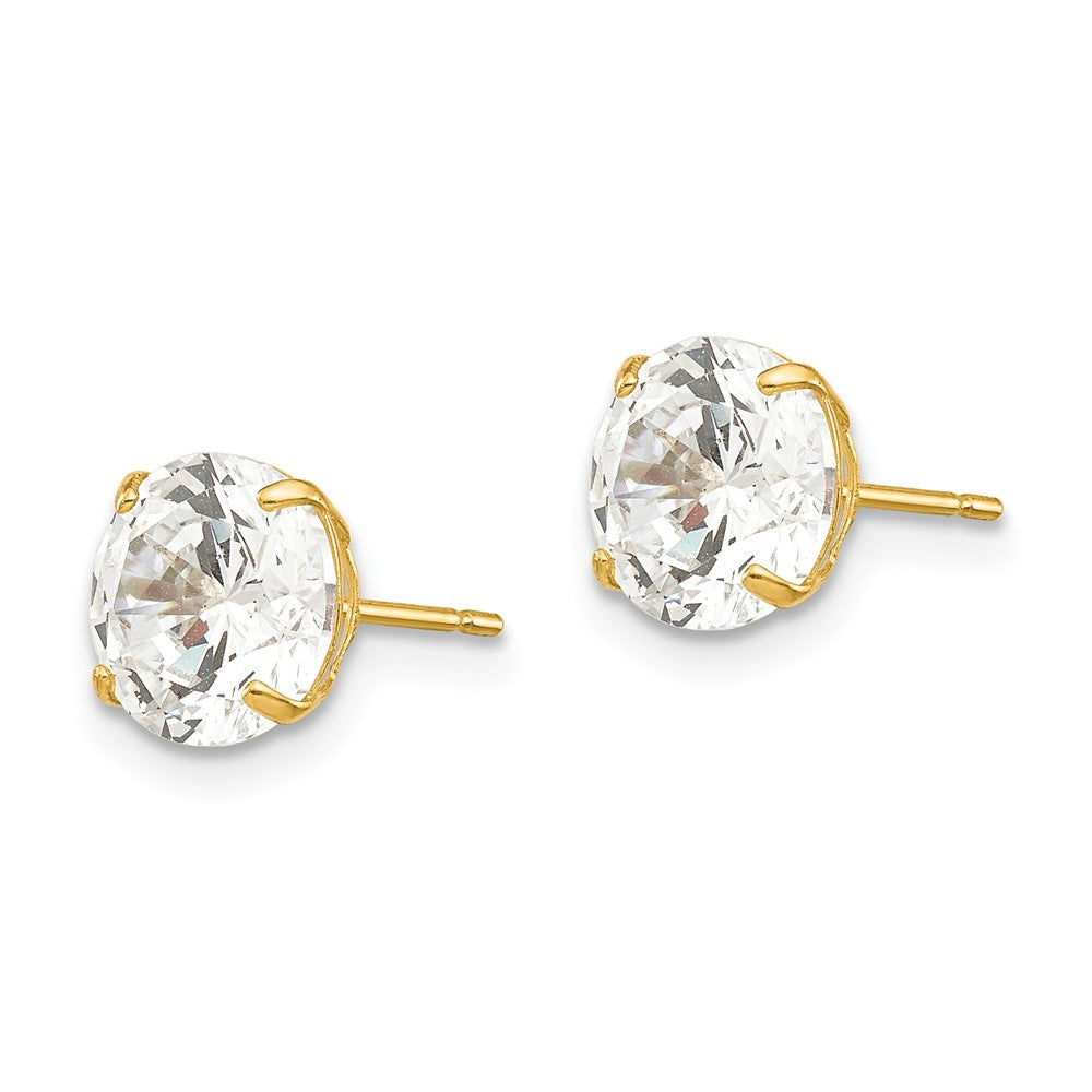 High-Quality 14K Gold 7mm Round Cubic Zirconia Stud Earrings - Stylish Value!