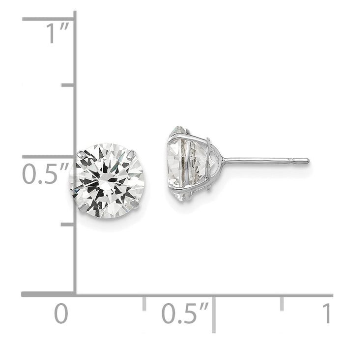 High-Quality 14K White Gold 7mm Round CZ Stud Earrings - Stylish Value!-4