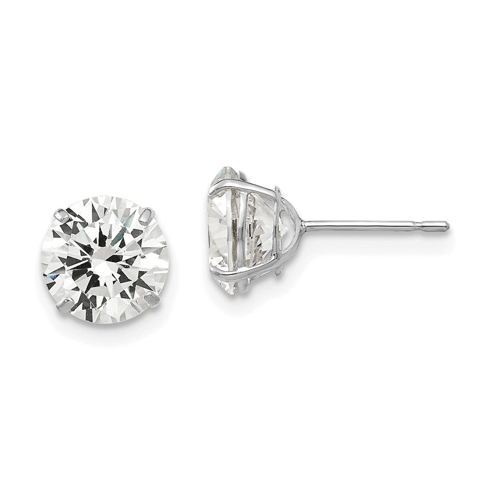 High-Quality 14K White Gold 7mm Round CZ Stud Earrings - Stylish Value!