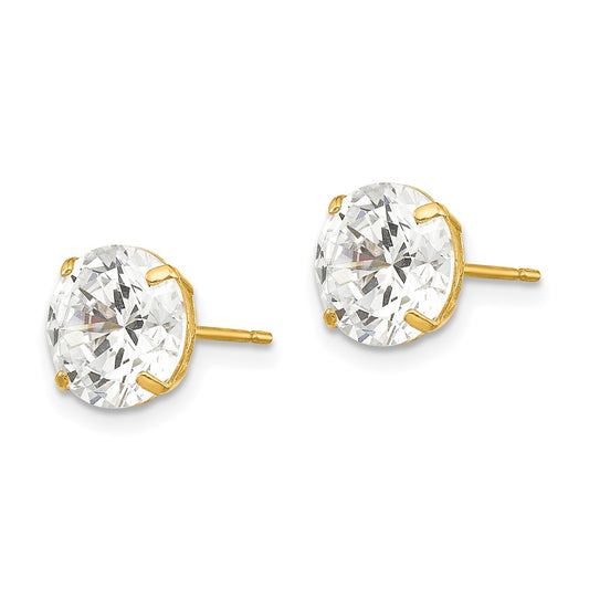 Exclusive 14K Gold 8mm Round Cubic Zirconia Stud Earrings - Stylish Value