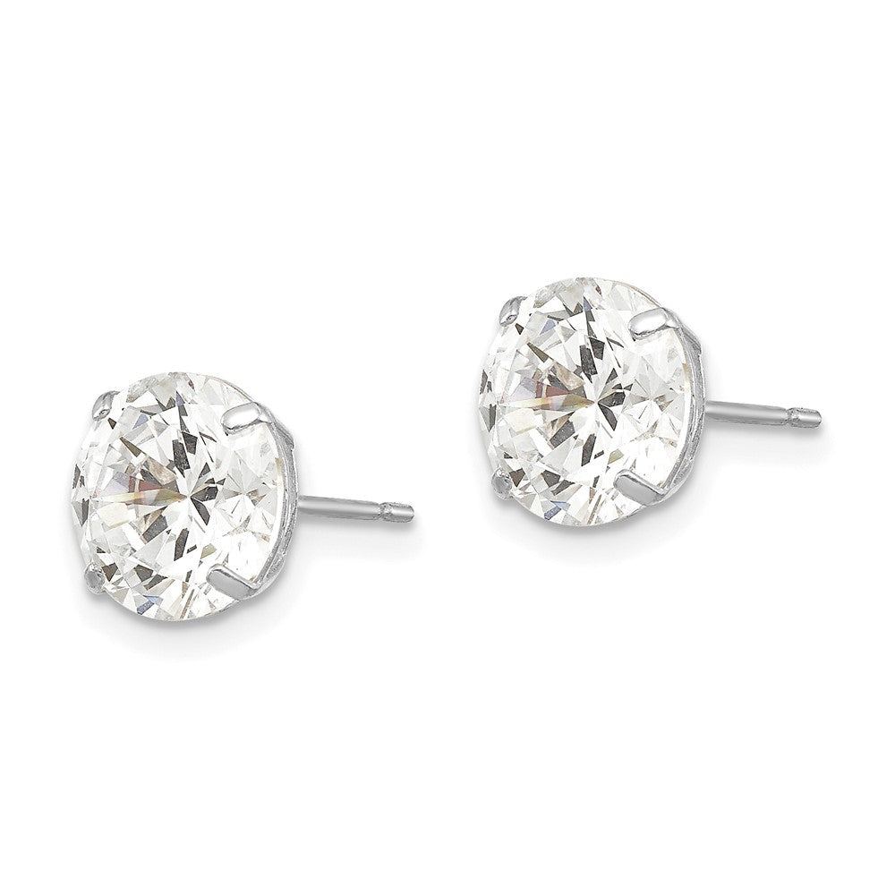 Buy Stylish 14K White Gold 8mm Round Cubic Zirconia Stud Earrings - Affordable Luxury