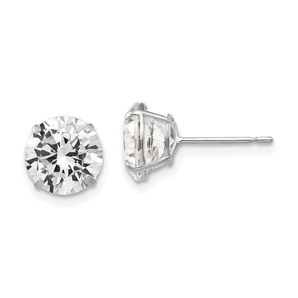 Buy Stylish 14K White Gold 8mm Round Cubic Zirconia Stud Earrings - Affordable Luxury