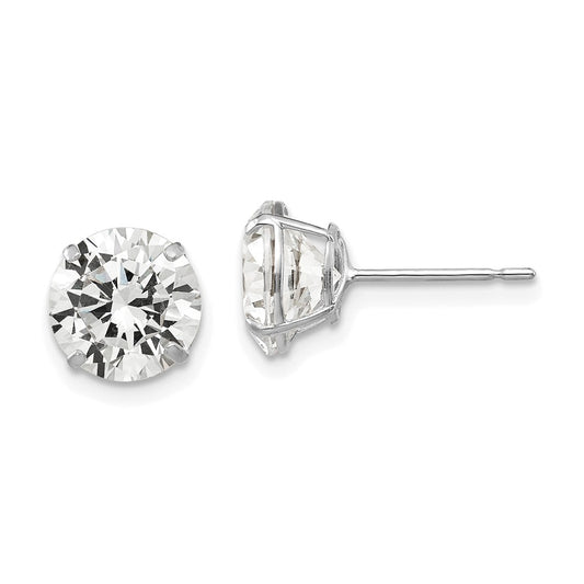 Buy Stylish 14K White Gold 8mm Round Cubic Zirconia Stud Earrings - Affordable Luxury