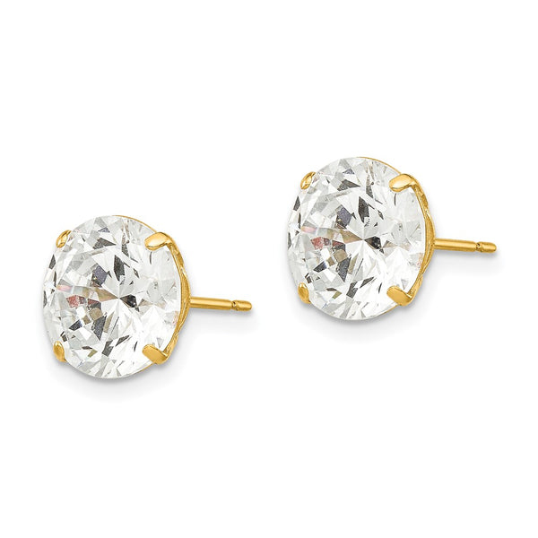14K Gold 9mm Round Cubic Zirconia Stud Earrings at Great