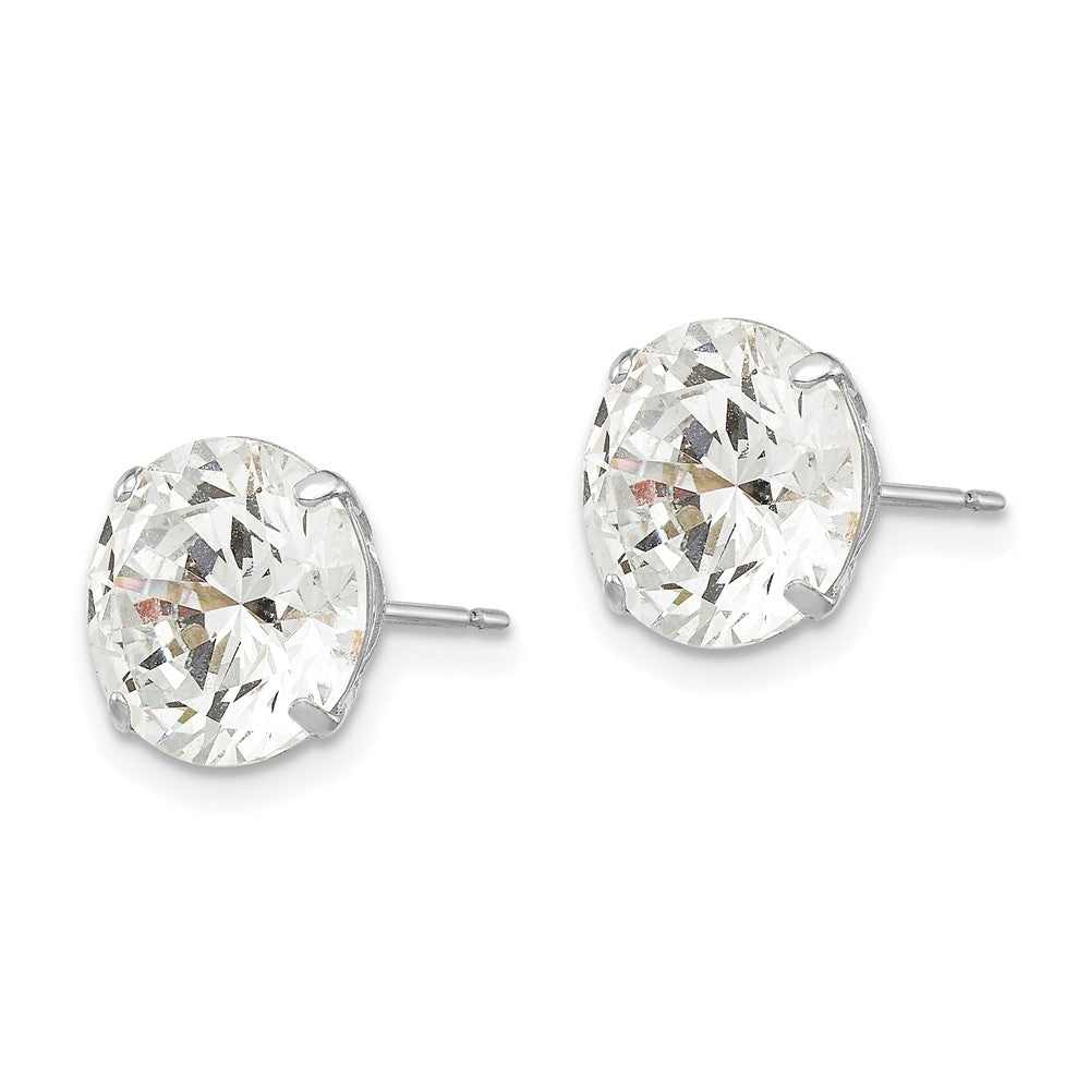 Shop Stylish 14K White Gold 9mm Round Cubic Zirconia Stud Earrings - Luxury Value!
