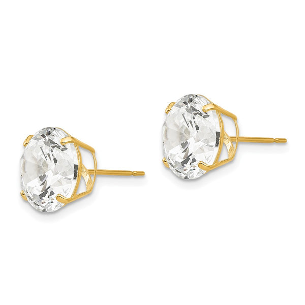 14K Gold 10mm Round Cubic Zirconia Stud Earrings