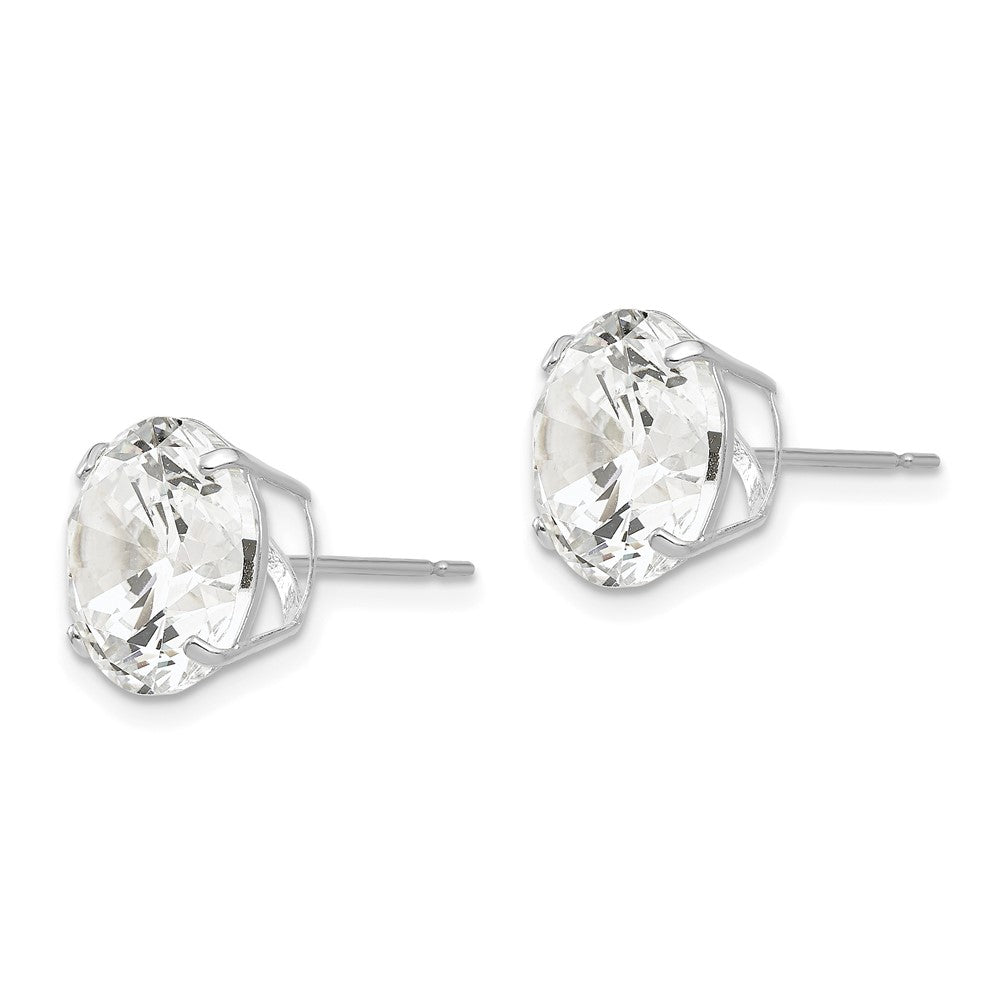 Designer 14K White Gold 10mm Round Cubic Zirconia Stud Earrings - Affordable Luxury