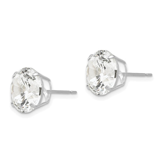 Designer 14K White Gold 10mm Round Cubic Zirconia Stud Earrings - Affordable Luxury