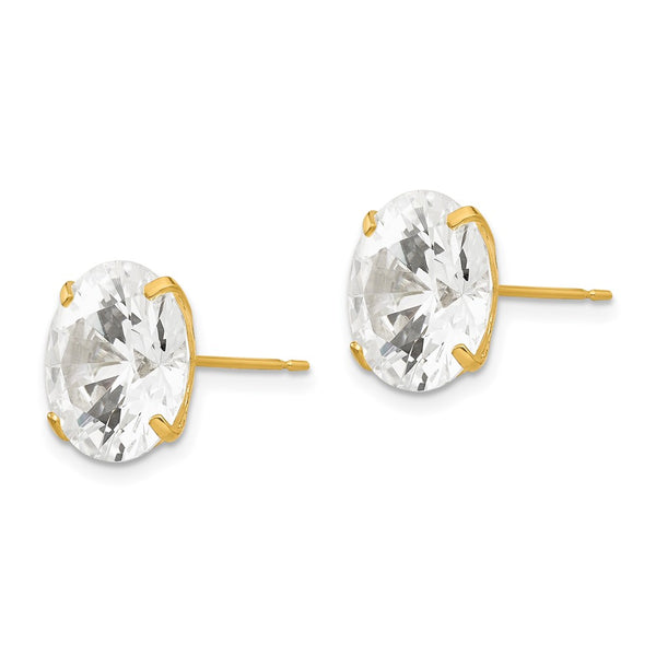 14K Gold 11mm Round Cubic Zirconia Stud Earrings