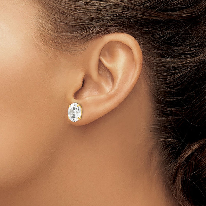 Shop Stylish 14K Gold 11mm Round Cubic Zirconia Stud Earrings - Luxury Value-3