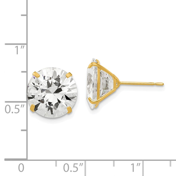 Shop Stylish 14K Gold 11mm Round Cubic Zirconia Stud Earrings - Luxury Value-4