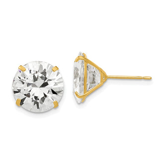 Shop Stylish 14K Gold 11mm Round Cubic Zirconia Stud Earrings - Luxury Value