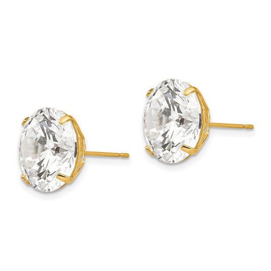 Buy Designer 12mm Round Cubic Zirconia Stud Earrings in 14K Gold - Luxury Value