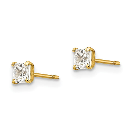 Buy Stylish 14K Gold 3mm Square CZ Stud Earrings - Luxury Value & Quality