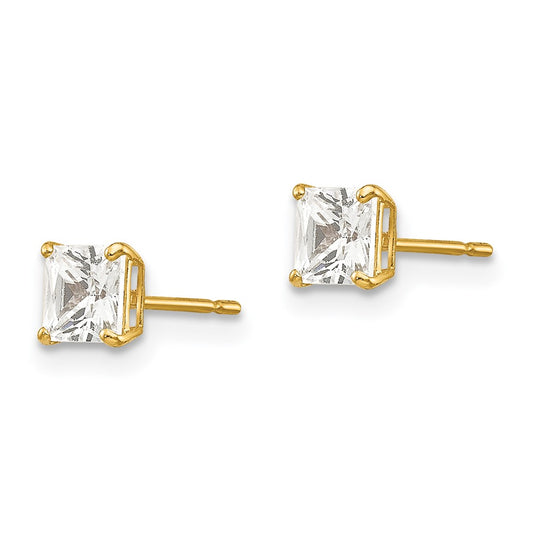 Buy Stylish 14K Gold 4mm Square CZ Stud Earrings - Affordable Luxury!