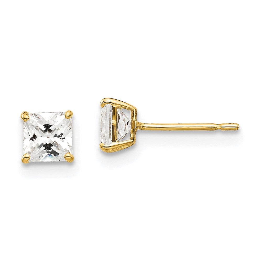Buy Stylish 14K Gold 4mm Square CZ Stud Earrings - Affordable Luxury!