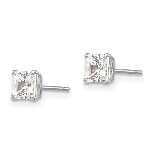 Buy Exclusive 14K White Gold 4mm Square CZ Stud Earrings - Stylish Value!