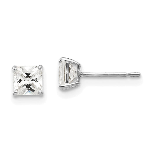 Buy Exclusive 14K White Gold 4mm Square CZ Stud Earrings - Stylish Value!