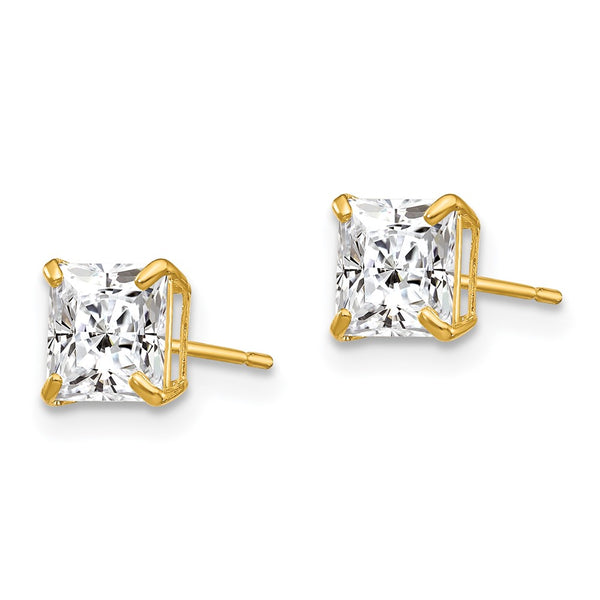 14K Gold 5mm Square CZ Stud Earrings