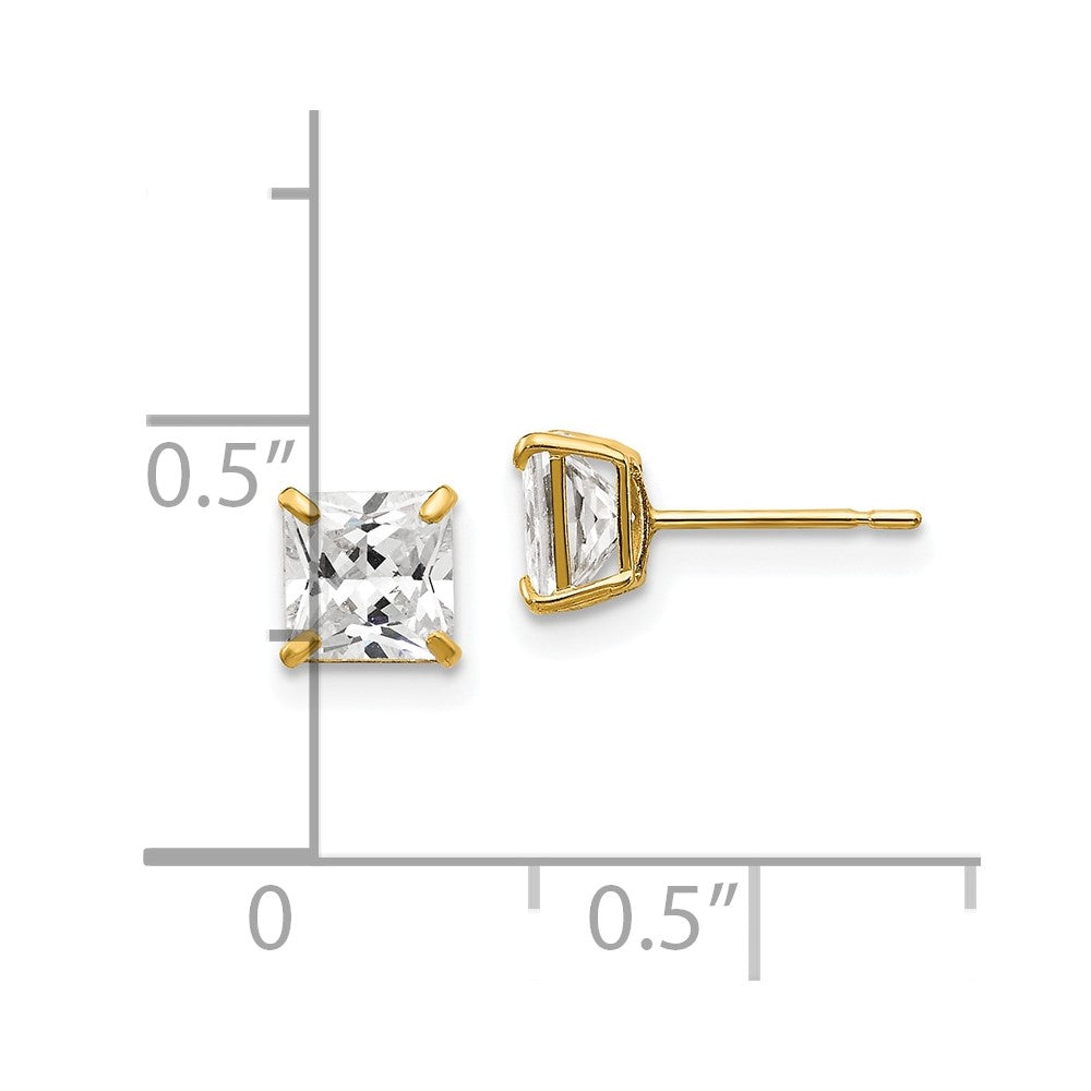 High-Quality 14K Gold 5mm Square CZ Stud Earrings - Stylish Luxury Value!
