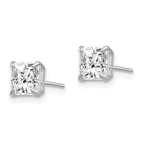 14K White Gold 5mm Square CZ Stud Earrings