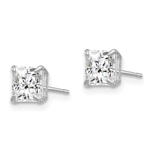High-Quality 14K White Gold 5mm Square CZ Stud Earrings | Stylish Value Offer