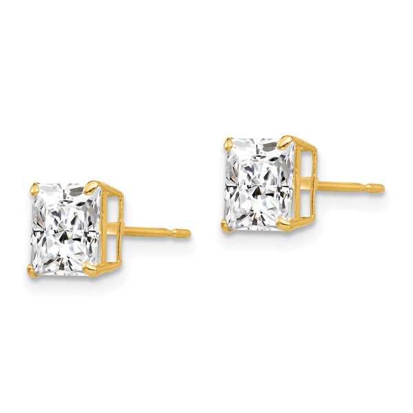 14K Gold 6mm Square CZ Stud Earrings