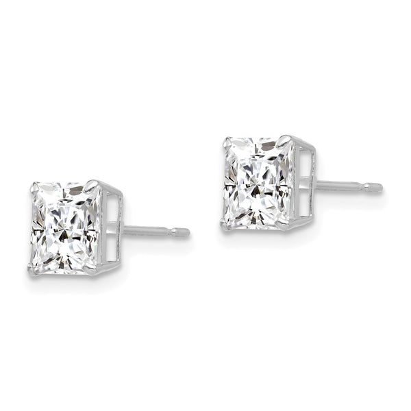 14K White Gold 6mm Square CZ Stud Earrings