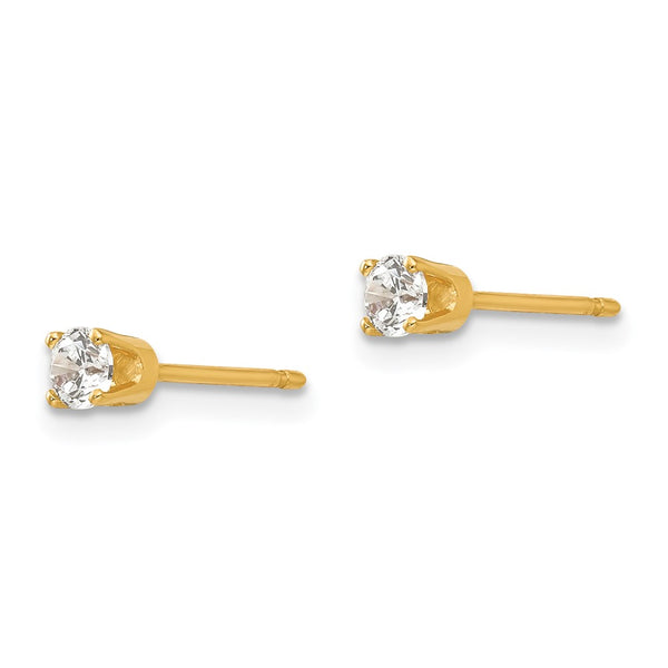 14K Gold 3mm Cubic Zirconia Stud Earrings at Prices