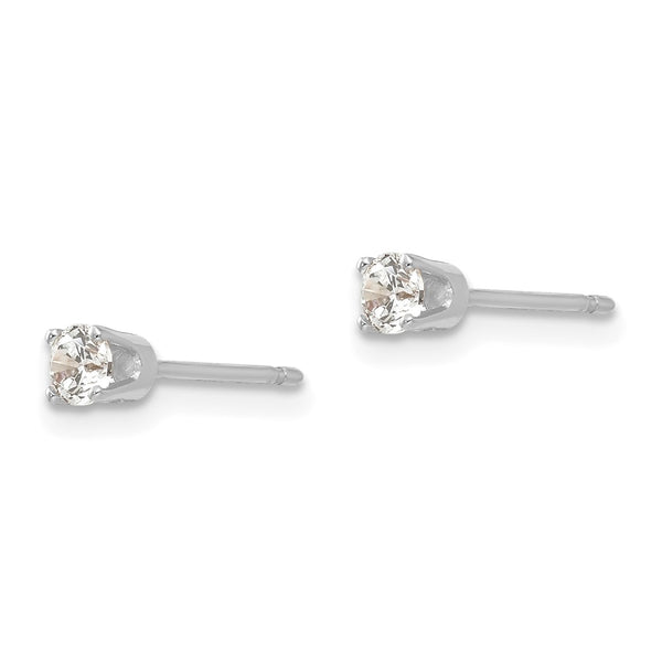 14K White Gold 3mm Cubic Zirconia Stud Earrings
