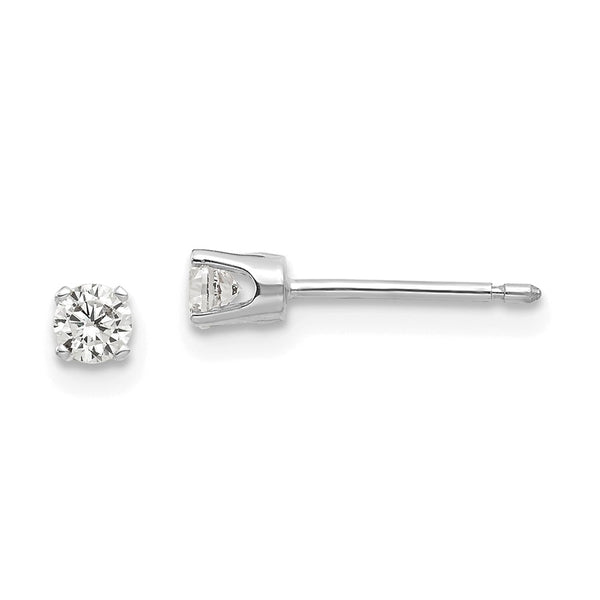 14K White Gold 3mm Cubic Zirconia Stud Earrings