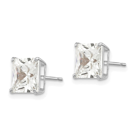 Buy Stylish 14K White Gold 7mm Square Cubic Zirconia Stud Earrings