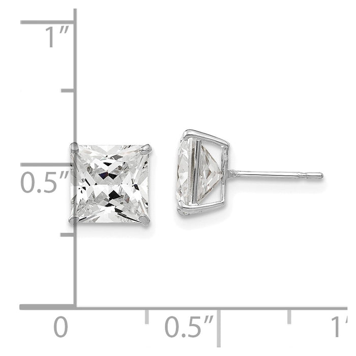 Buy Stylish 14K White Gold 7mm Square Cubic Zirconia Stud Earrings-4