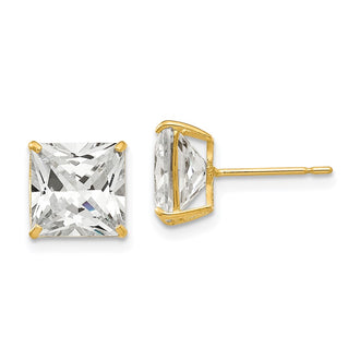 Buy Affordable 14K Gold 8mm Square CZ Stud Earrings - Stylish Luxury Accessory