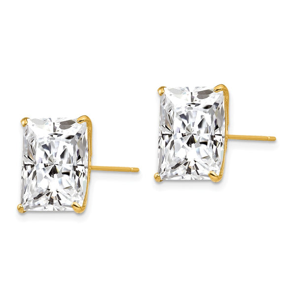 14K Gold 12mm Square CZ Stud Earrings