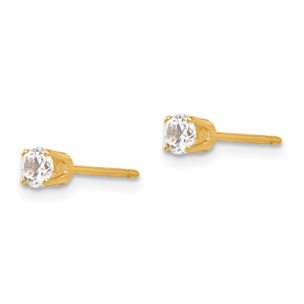 14K Gold 3.25mm Cubic Zirconia Stud Earrings