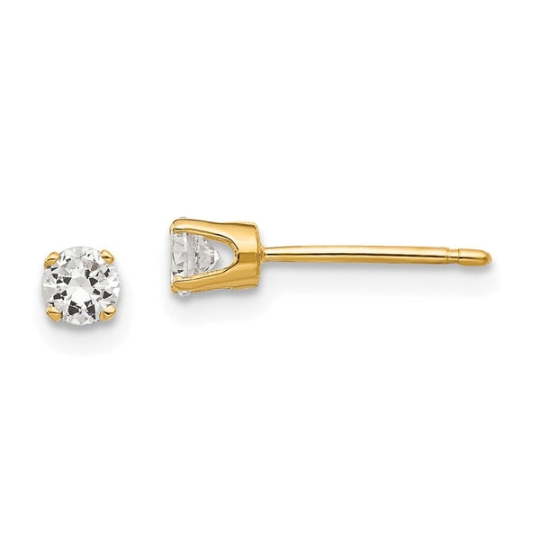14K Gold 3.25mm Cubic Zirconia Stud Earrings