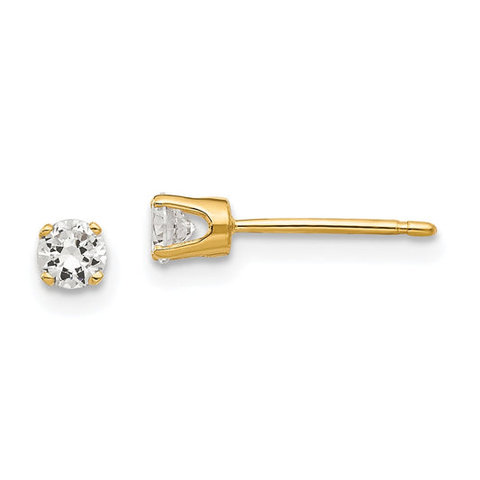 Buy Stylish 14K Gold 3.25mm Cubic Zirconia Stud Earrings - Affordable Luxury