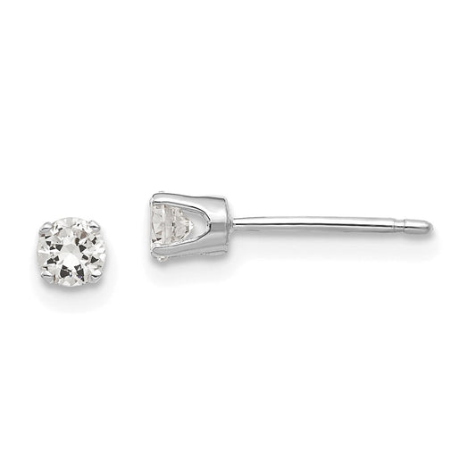 High-Quality 14K White Gold 3.25mm Cubic Zirconia Stud Earrings - Stylish Value