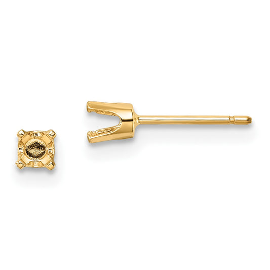 Shop Stylish 14K Gold 3.25mm Round Stud Earring Settings with Backs