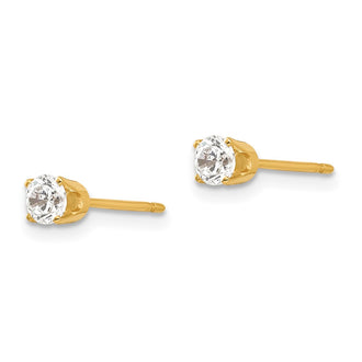 Buy Luxury 14K Gold 3.5mm Cubic Zirconia Stud Earrings - Stylish Value!
