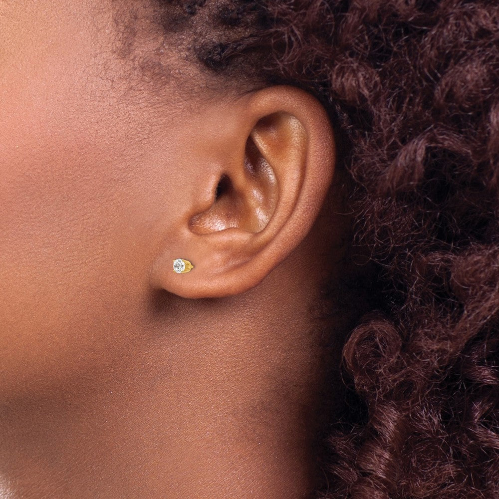 Buy Luxury 14K Gold 3.5mm Cubic Zirconia Stud Earrings - Stylish Value!