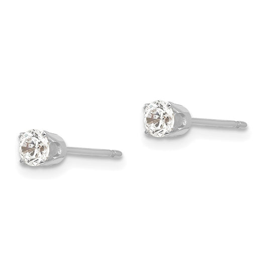 Exclusive 14K White Gold 3.5mm Cubic Zirconia Stud Earrings - Stylish Value