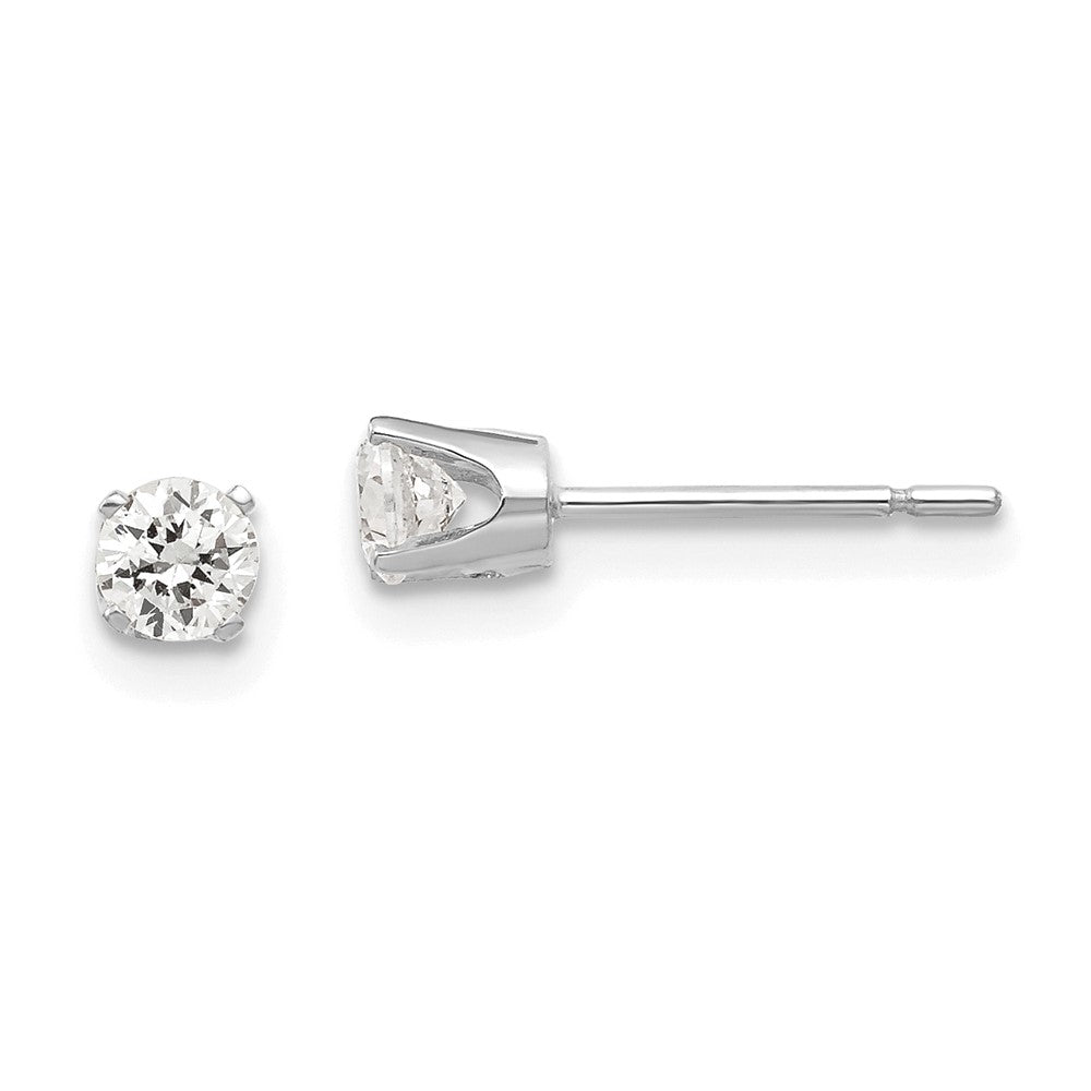 Exclusive 14K White Gold 3.5mm Cubic Zirconia Stud Earrings - Stylish Value