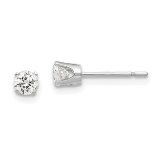 Exclusive 14K White Gold 3.5mm Cubic Zirconia Stud Earrings - Stylish Value